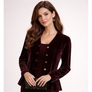 VTG Harolds Womens Top Set M Burgundy Cardigan Tank Evening Cocktail Old Money